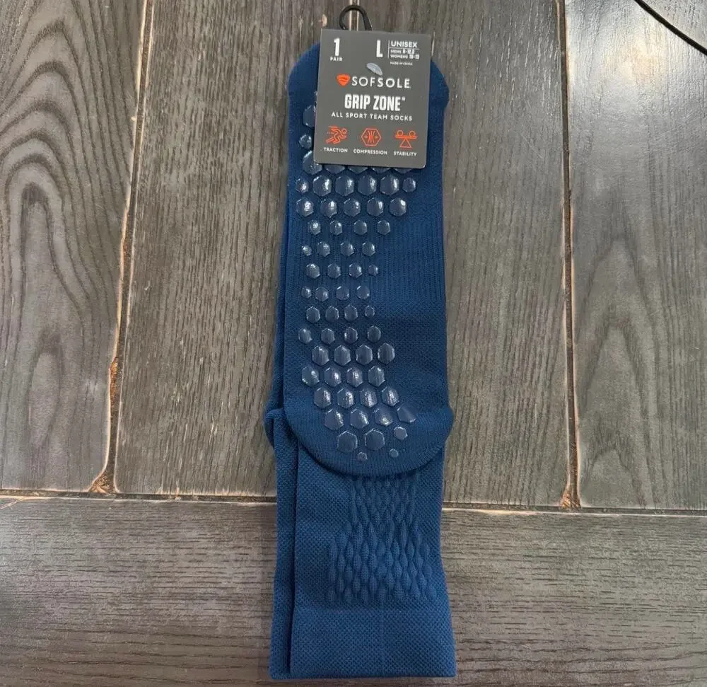 Sof Sole Grip Zone Unisex All Sport Team Socks Large Blue Non Slip Gripper NWT⁠